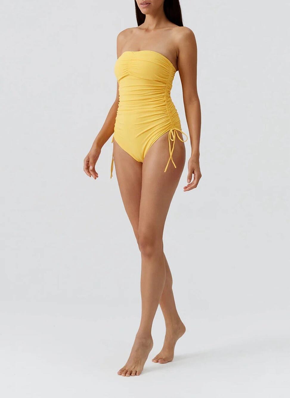 Melissa Odabash NWT Yellow Strapless Ruched Sydney One Piece Swimsuit - 2 $282